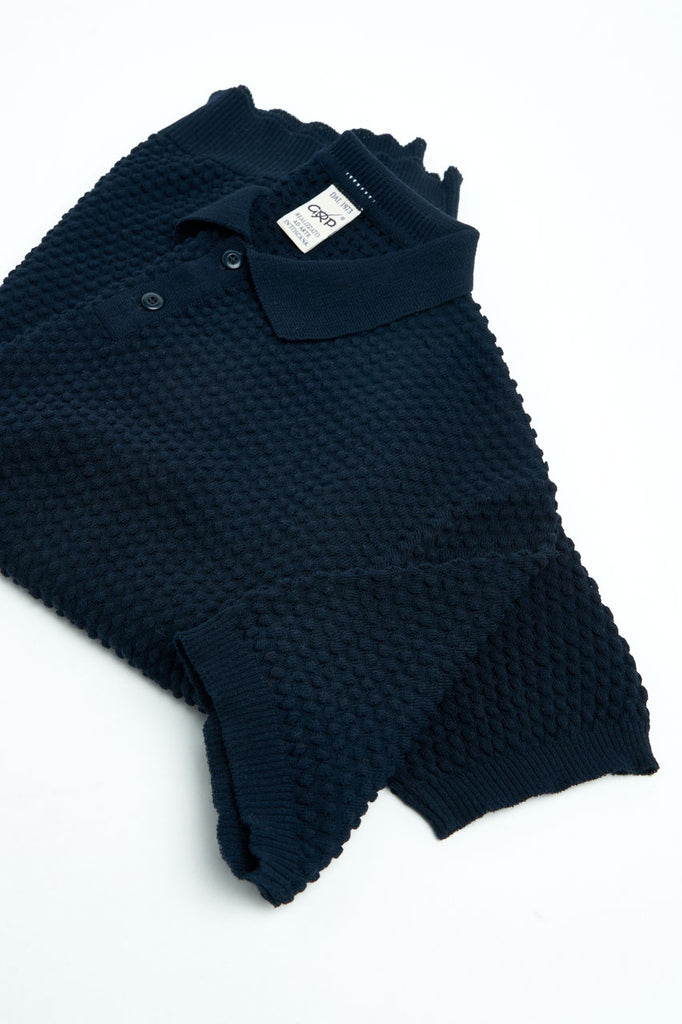 GRP Knitwear Classic Polo Spotknit Navy