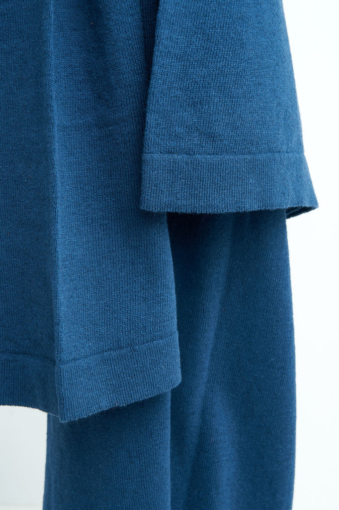 GRP Knitwear Open-Collar-Polo BL 10 Cotton/Linen Blue