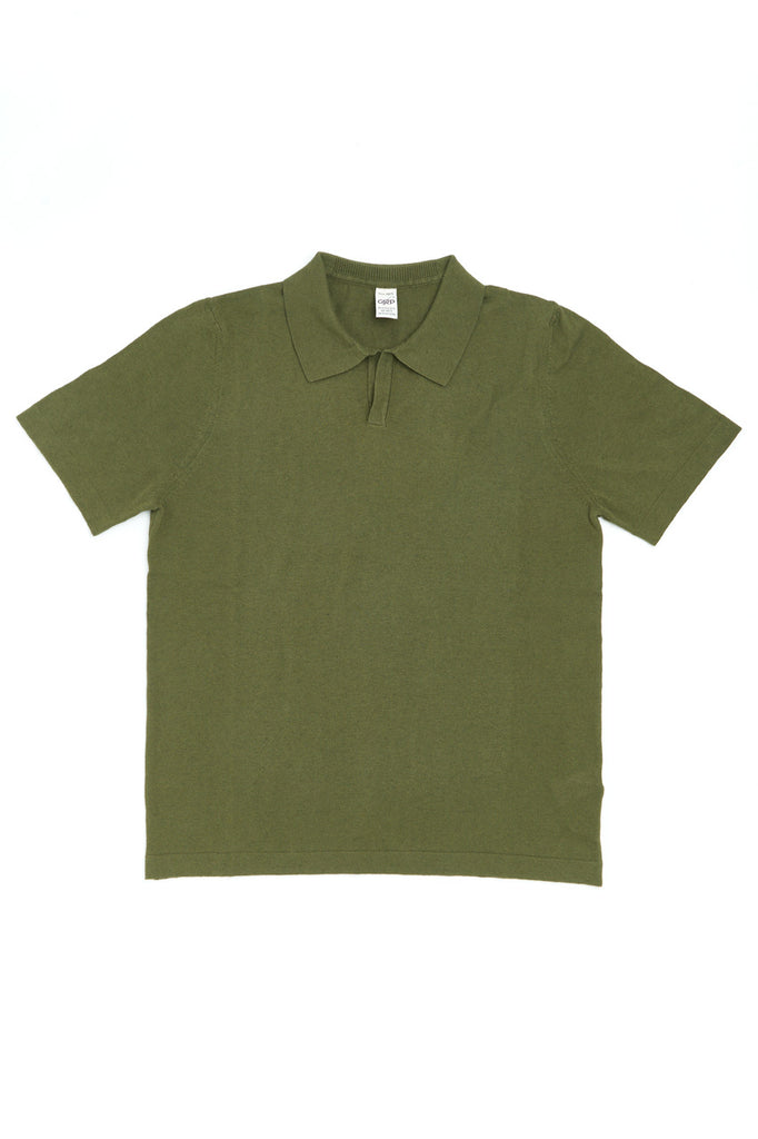 GRP Knitwear Open-Collar-Polo BL 10 Cotton/Linen Green