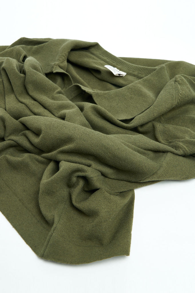 GRP Knitwear Open-Collar-Polo BL 10 Cotton/Linen Green