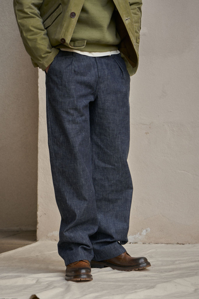 Naked & Famous Denim Pleated Trousers 10oz Denim | SUNSETSTAR