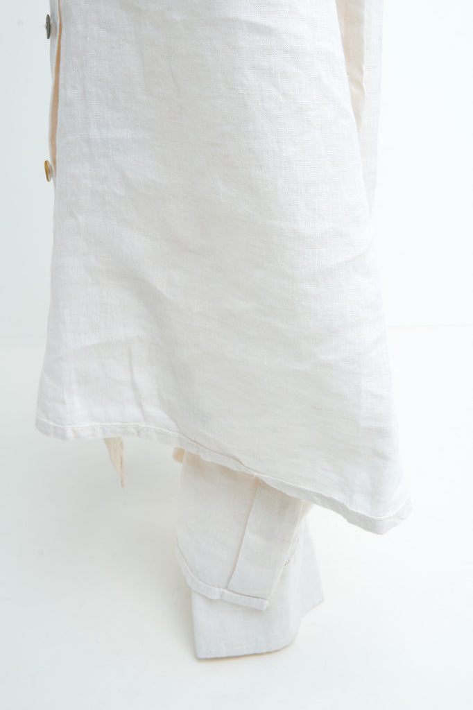 Scarti Lab Round Collar Shirt 337-SV437 Linen White
