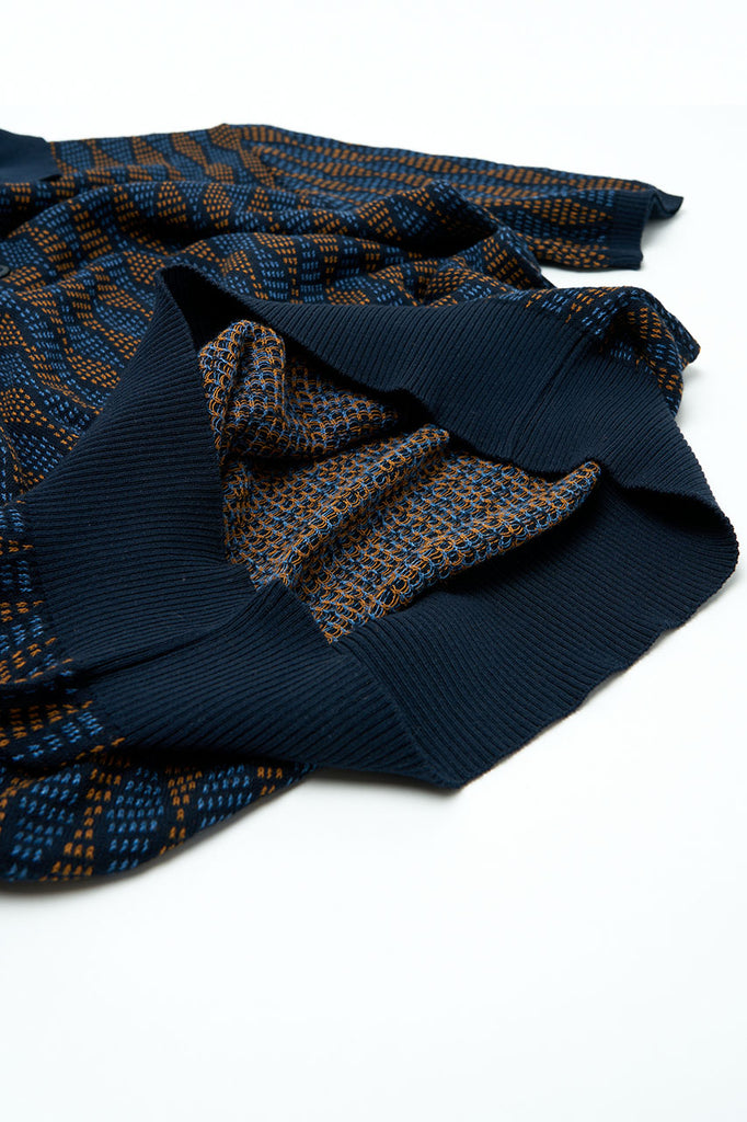 GRP Knitwear 3-Button-Polo Rombo Knit Blue/Orange/Indigo