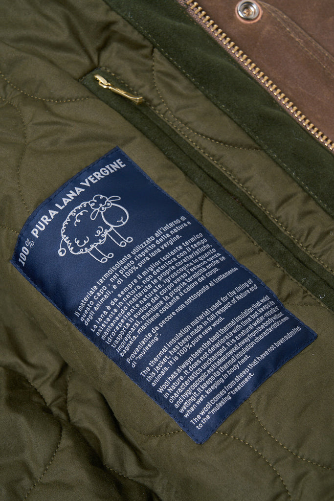 Manifattura Ceccarelli Waxed Mountain Jacket Wool Padded Dark Tan