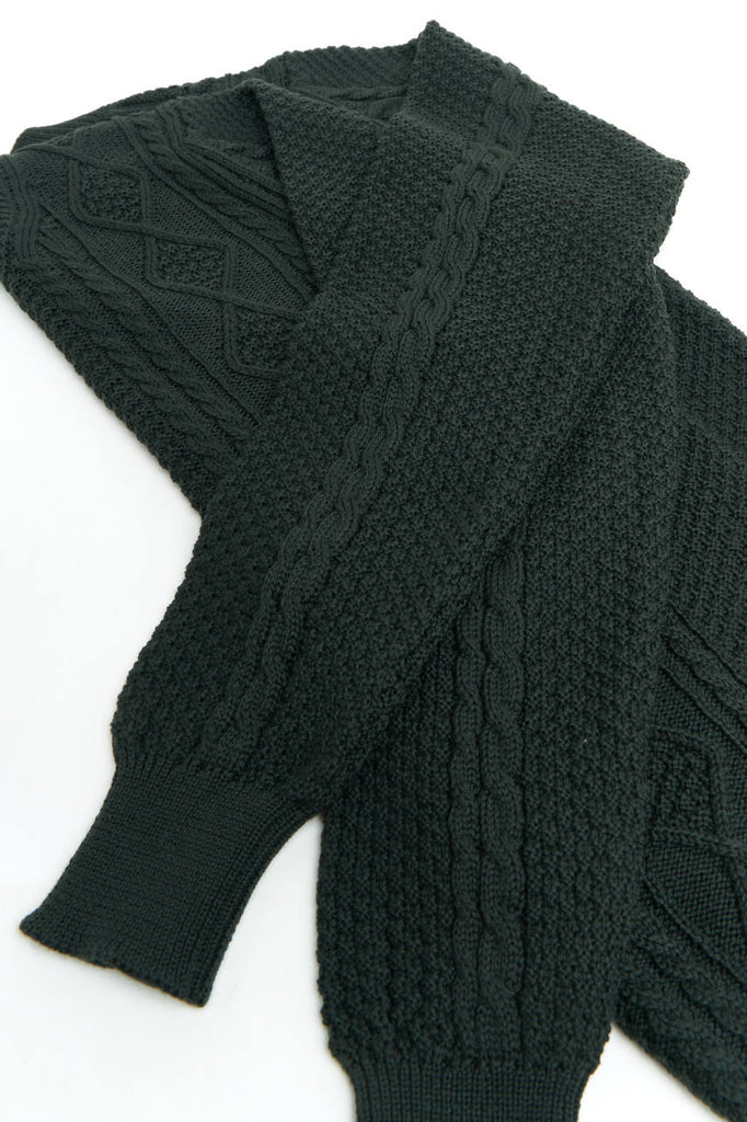 Fabrizio Del Carlo Crew Neck Merino Cable Knit Dark Green