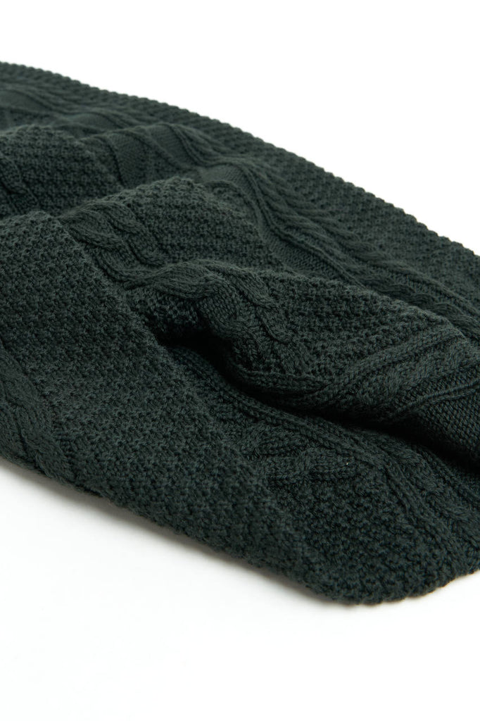 Fabrizio Del Carlo Crew Neck Merino Cable Knit Dark Green