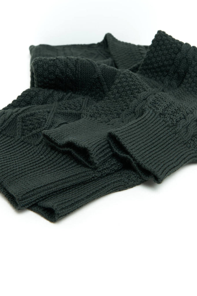 Fabrizio Del Carlo Crew Neck Merino Cable Knit Dark Green