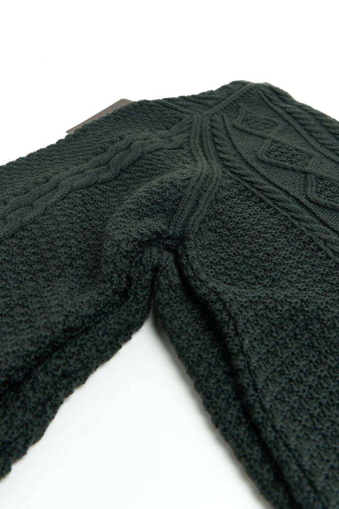 Fabrizio Del Carlo Crew Neck Merino Cable Knit Dark Green