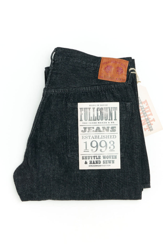 Fullcount 1101BKSS Straight Black Selvedge Denim 11.5oz