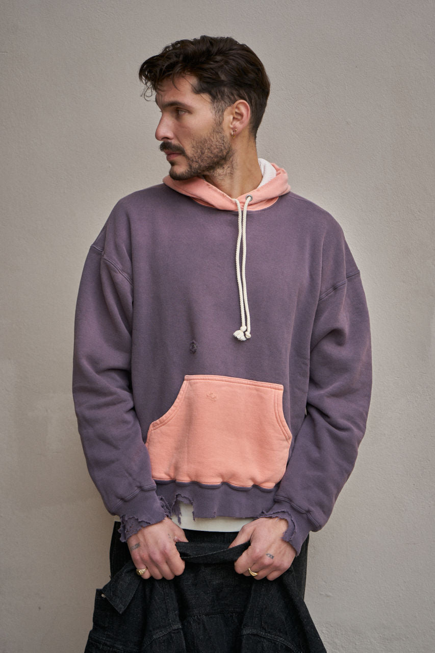 Fullcount 3770 Fading Double Face Hoodie Eggplant/Pink | SUNSETSTAR