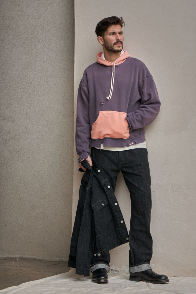 Fullcount 3770 Fading Double Face Hoodie Eggplant/Pink