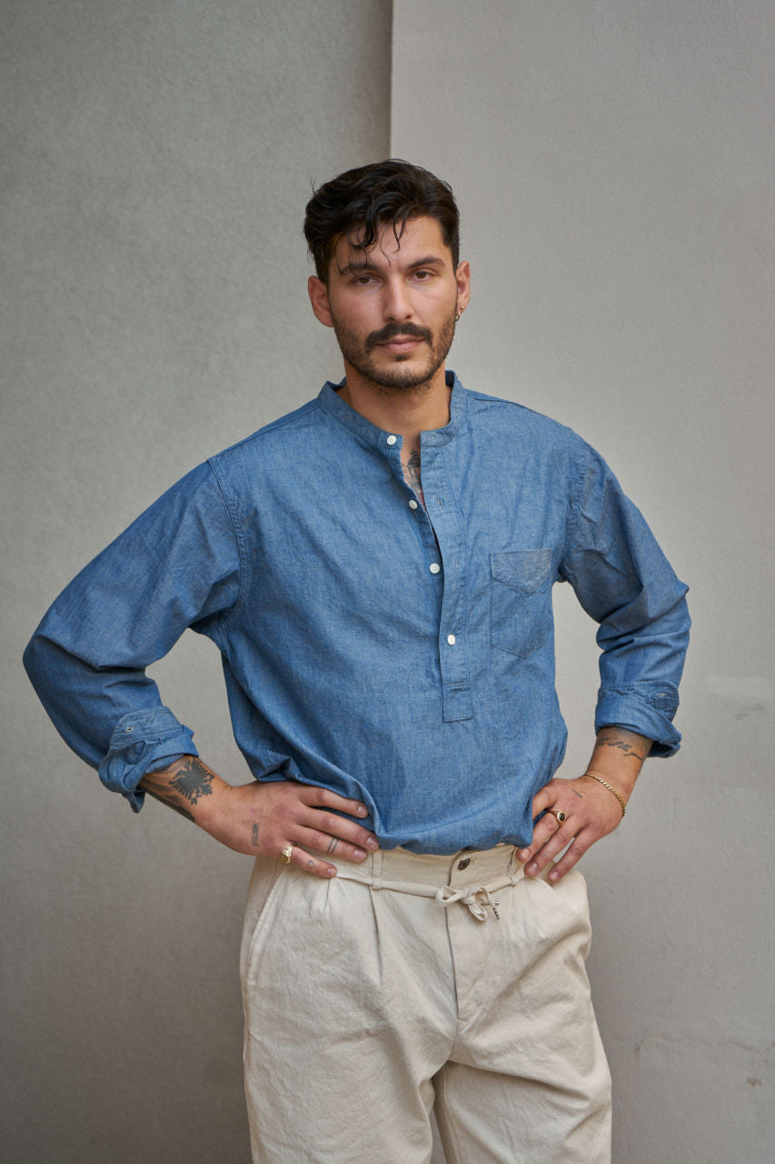 Fullcount Stand Collar Shirt 4900-21 Chambray | SUNSETSTAR