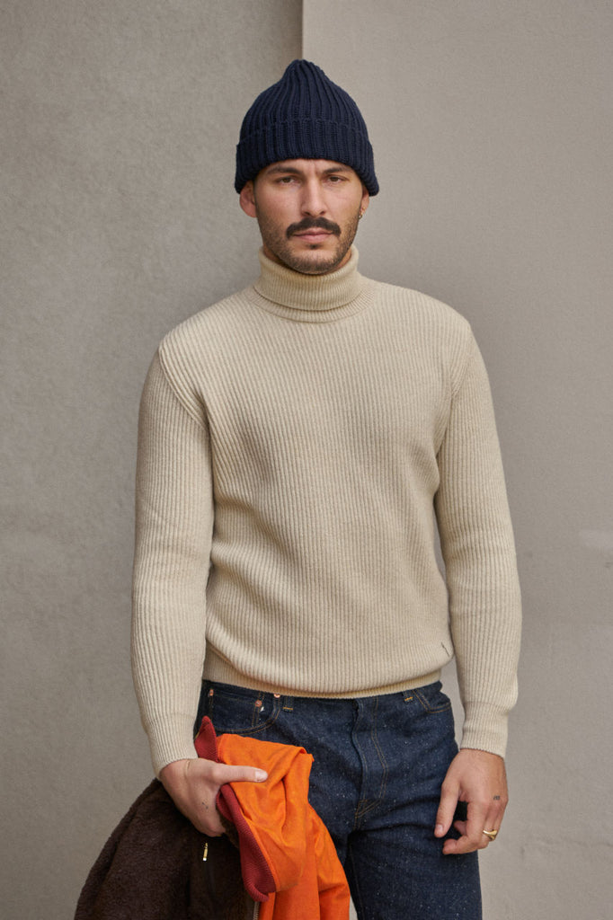 GRP Knitwear Roll Neck Sweater Merino/Cashmere Rope Rib