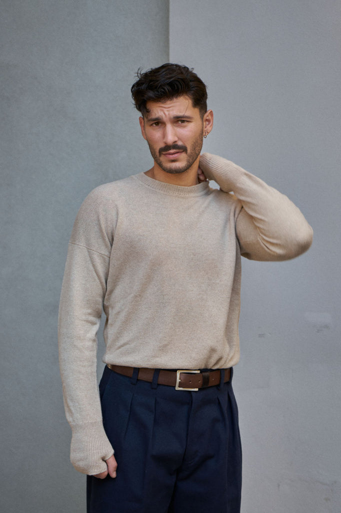 GRP X CASA-ISAAC Crew Neck Alpaca/Linen/Hemp Beige