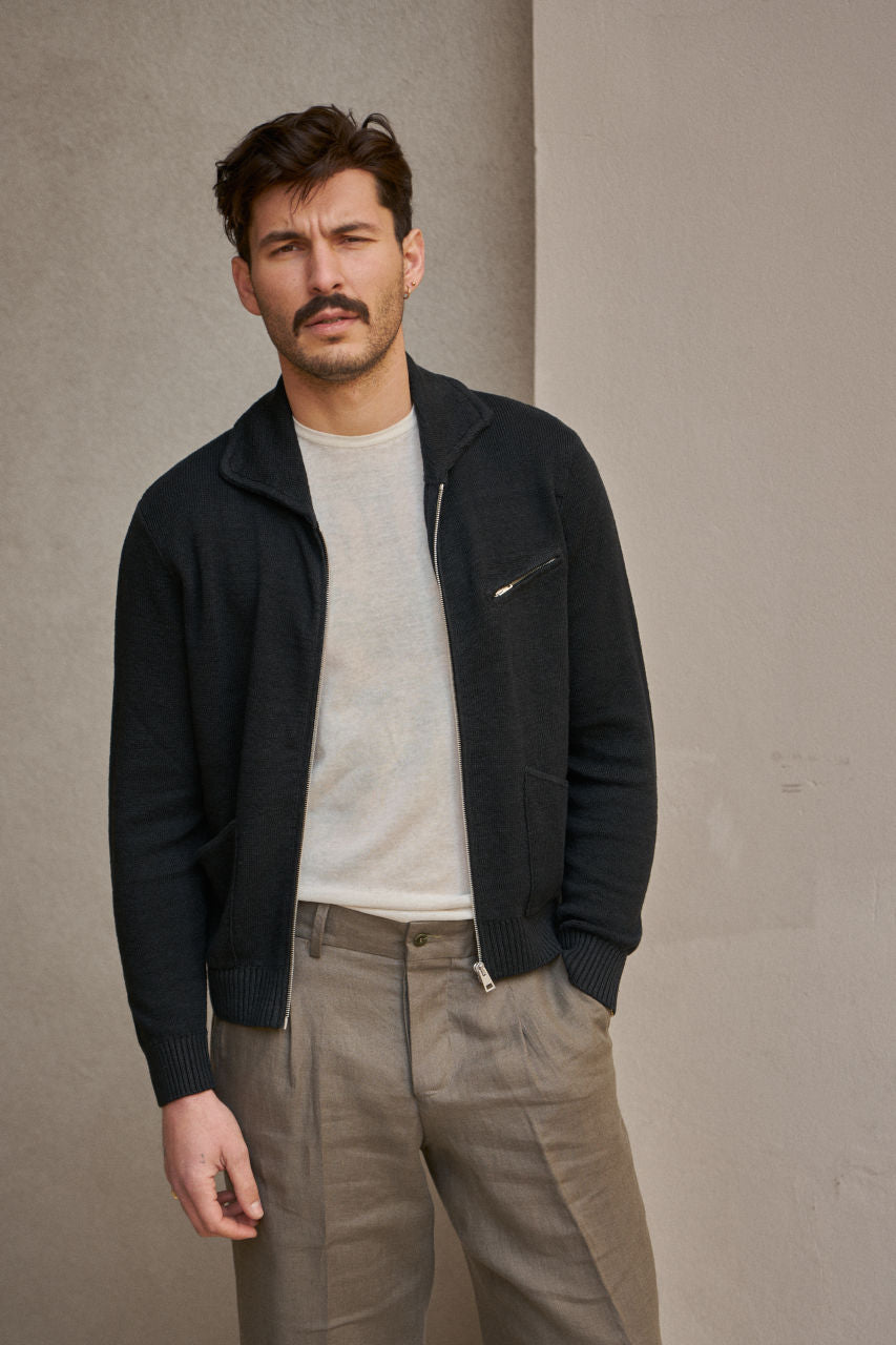 完売品 スリードッツ Linen rayon jacket 黒 S〜M リネン GRP x Max Rohr Linen Knit Zip Jacket MAX 3 Black | SUNSETSTAR