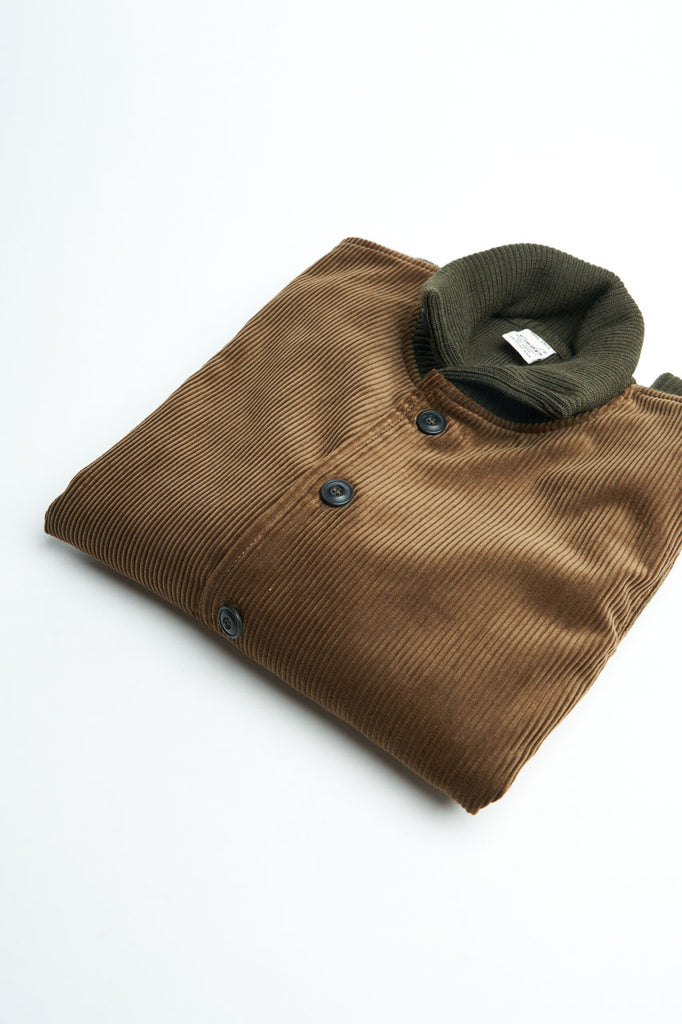 GRP Knitwear Button Jacket Corduroy/Merino Green Brown