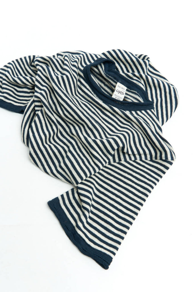 GRP Knitwear Crew Neck PLR 100 Linen Stripe Blue