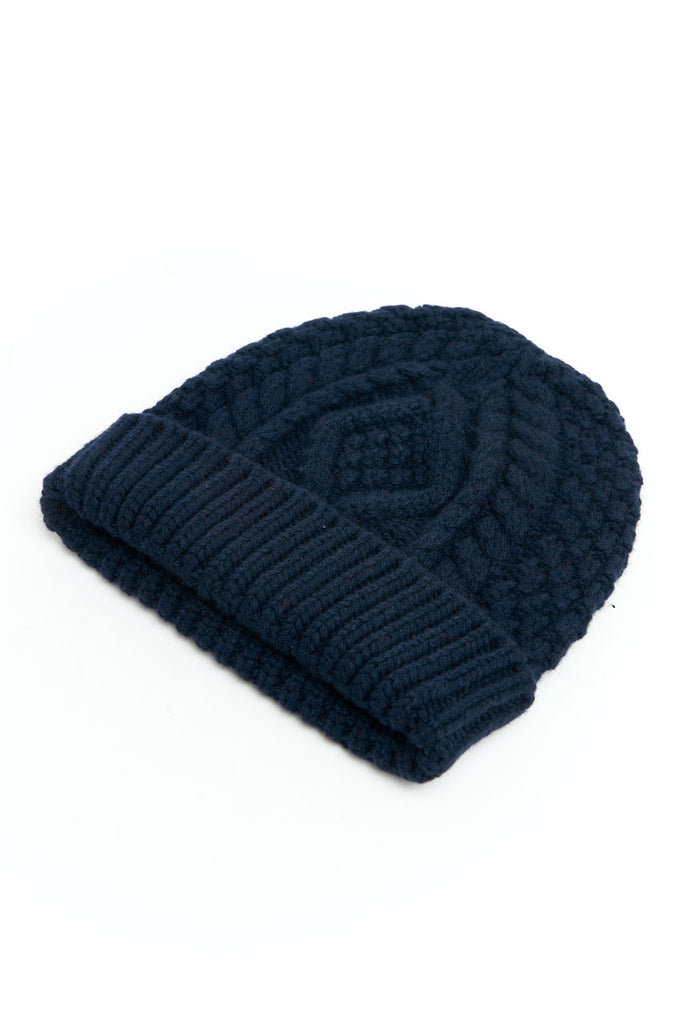 GRP X CASA-ISAAC Beanie Steve Merino/Cashmere Blend Navy