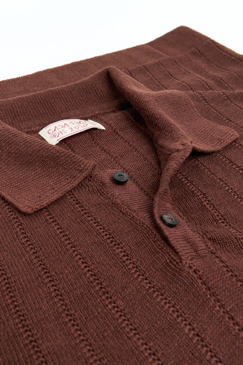 GRP X CASA-ISAAC Polo Linen Knit Cinnamon | SUNSETSTAR