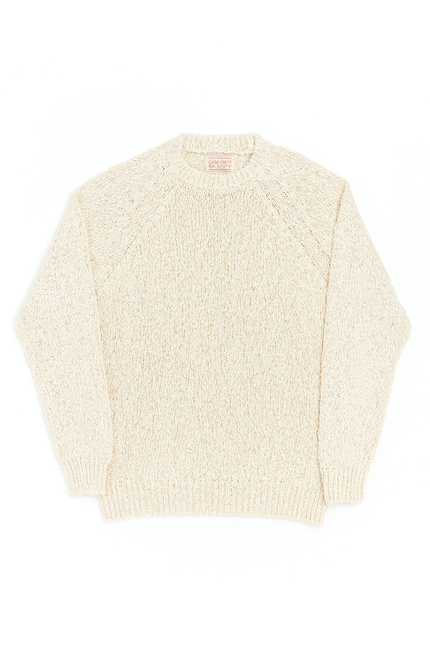 GRP X CASA-ISAAC Raglan Sweater Irregular Cotton Knit Ecru
