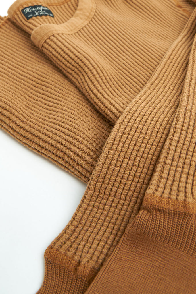 Homespun Knitwear Crew Thermal Bulky Waffle Bronze