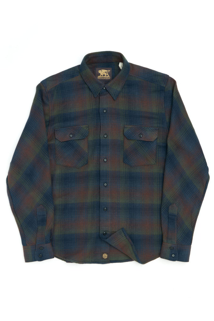 Indigofera Bryson Shirt Flannel Check Dark Green/Wine/Black/Navy