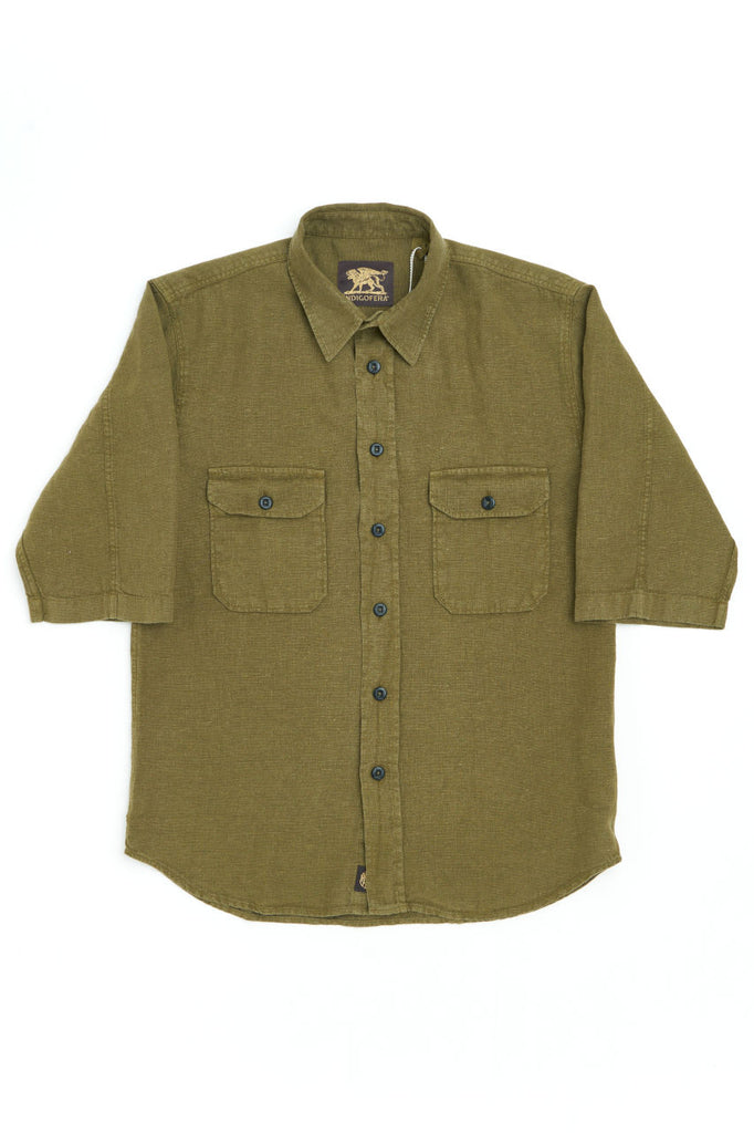 Indigofera Jeans Delray Shirt Linen Canvas Military Olive