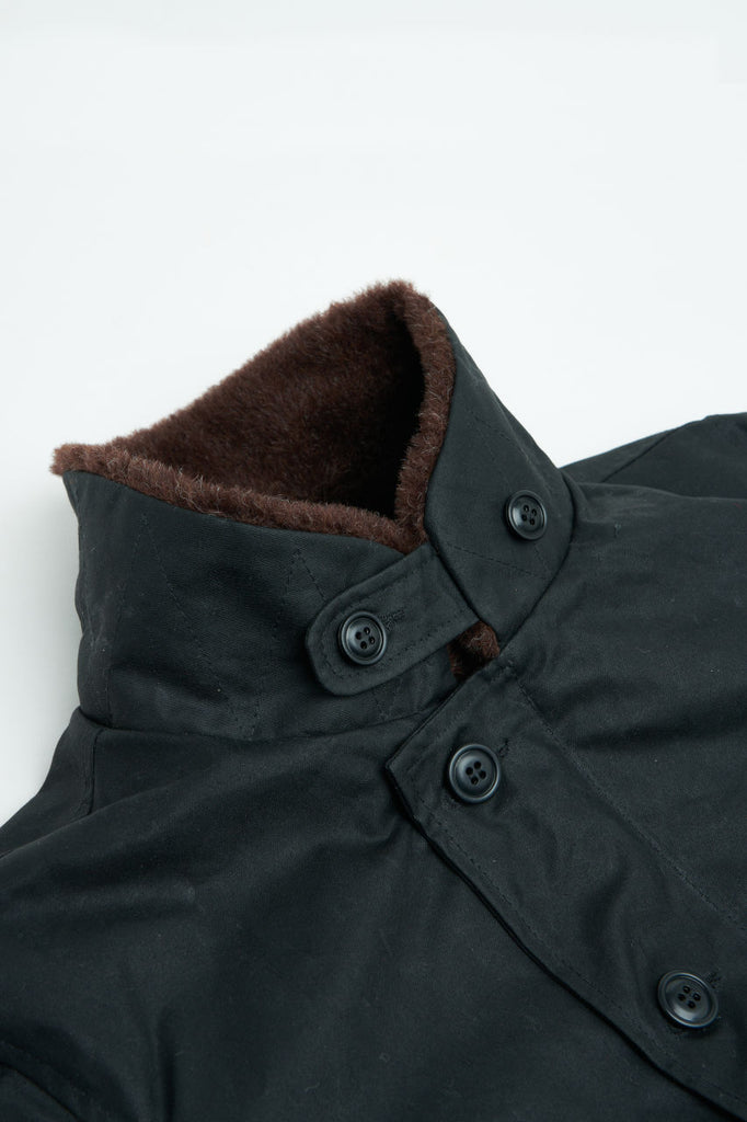 Manifattura Ceccarelli Waxed Deck Jacket Wool Teddy Fur Black