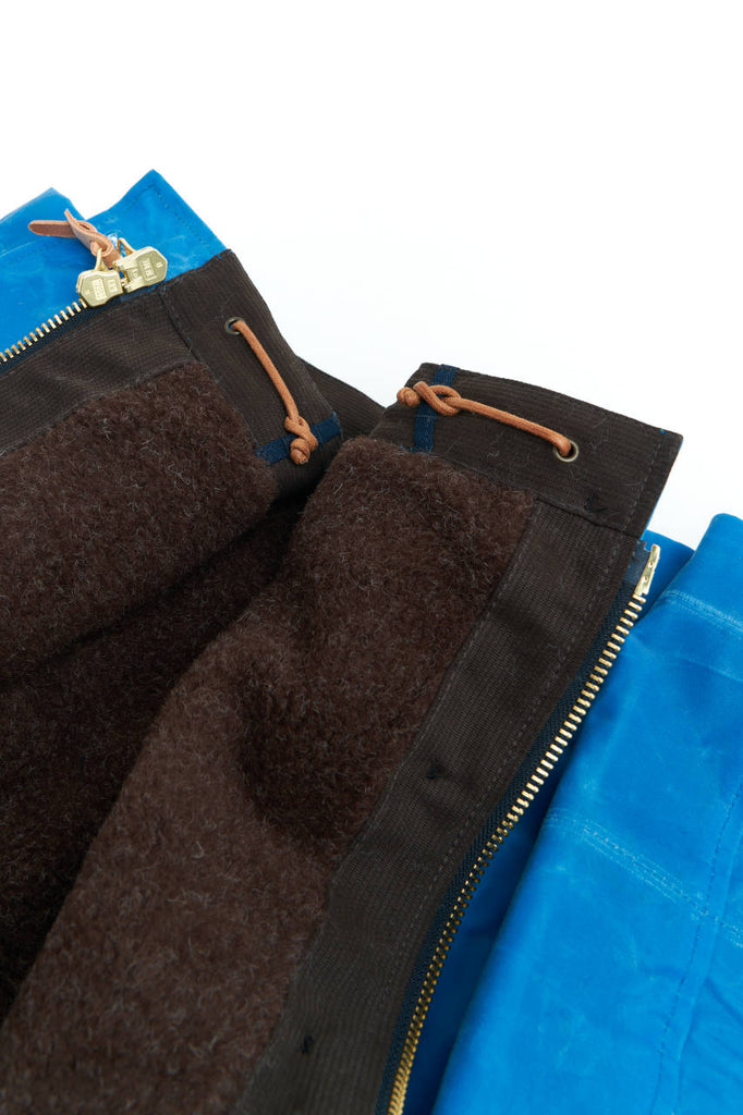 Manifattura Ceccarelli Waxed Deck Jacket Wool Teddy Fur Mid Blue