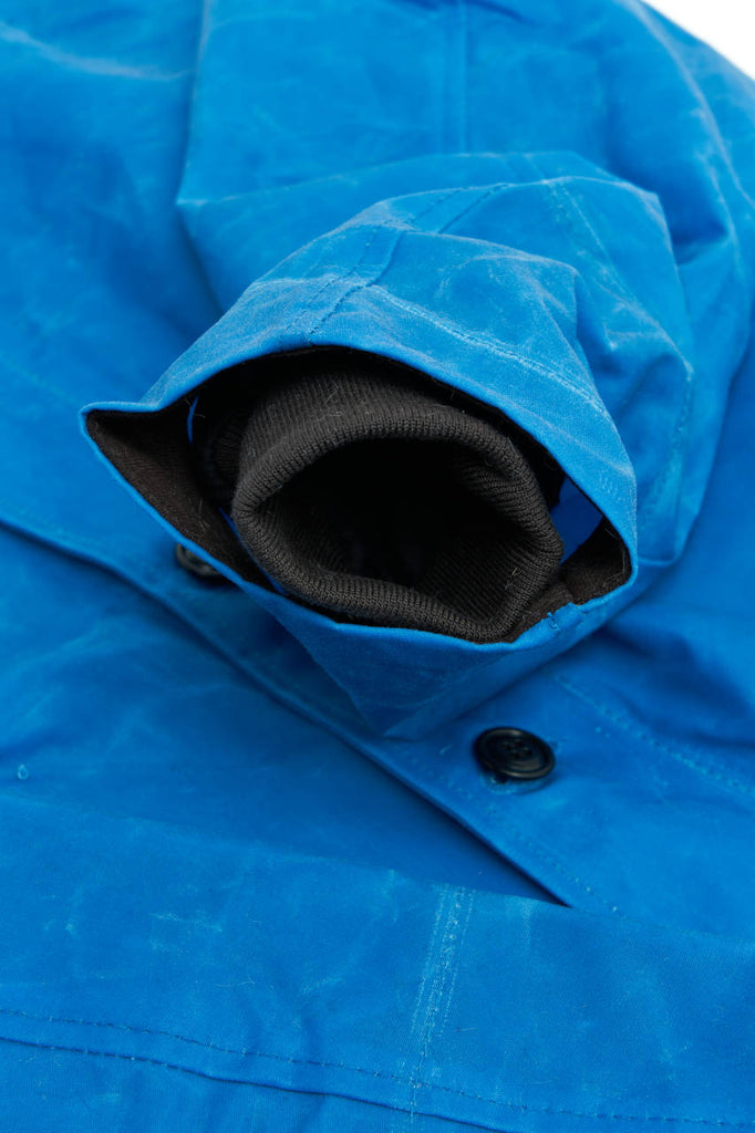 Manifattura Ceccarelli Waxed Deck Jacket Wool Teddy Fur Mid Blue