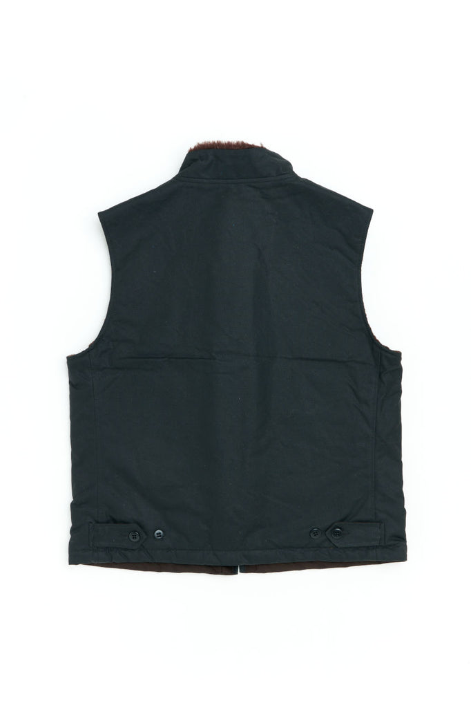 Manifattura Ceccarelli Waxed Mountain Vest Wool Teddy Fur Black