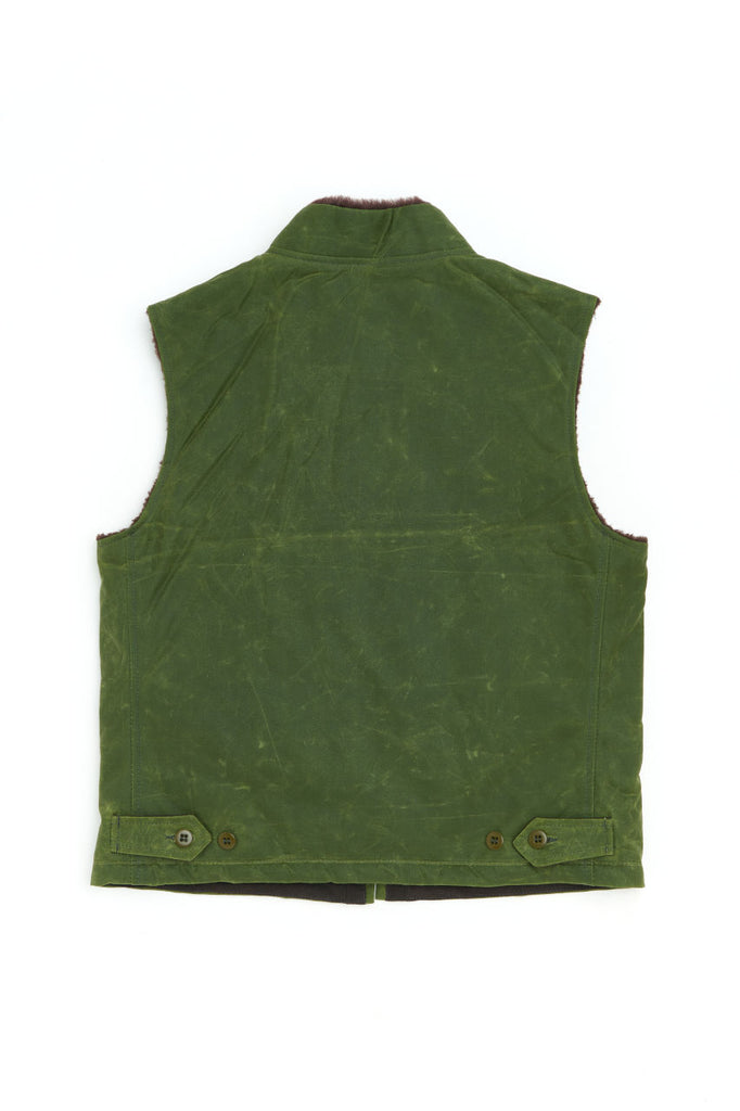 Manifattura Ceccarelli Waxed Mountain Vest Wool Teddy Fur Light Green
