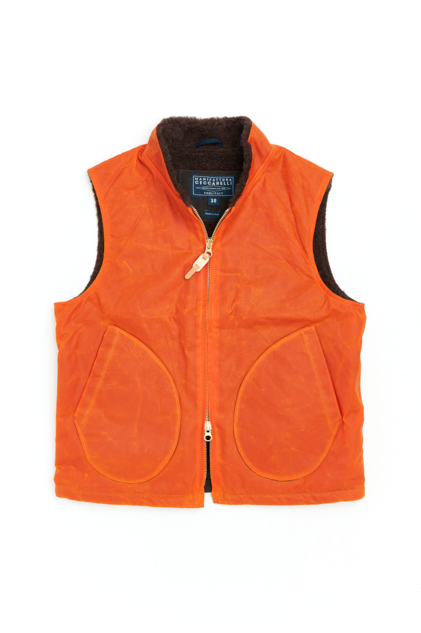 【美品】MANIFATTURA CECCARELLI ウールベスト 40 Manifattura Ceccarelli Waxed Mountain Vest Wool Teddy Fur Black