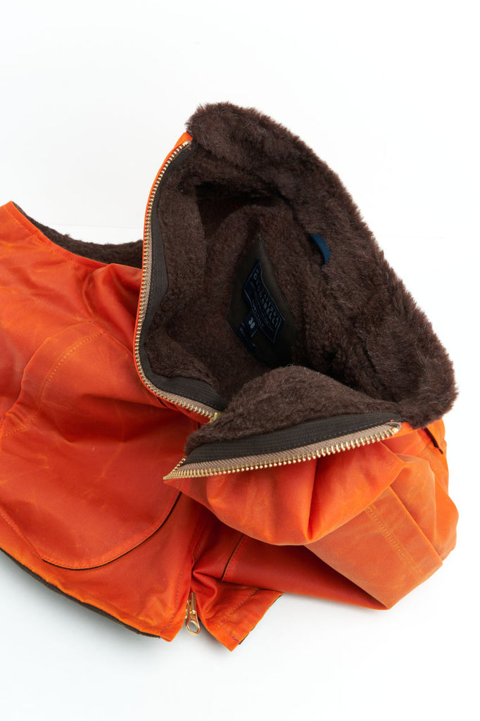 Manifattura Ceccarelli Waxed Mountain Vest Wool Teddy Fur Orange