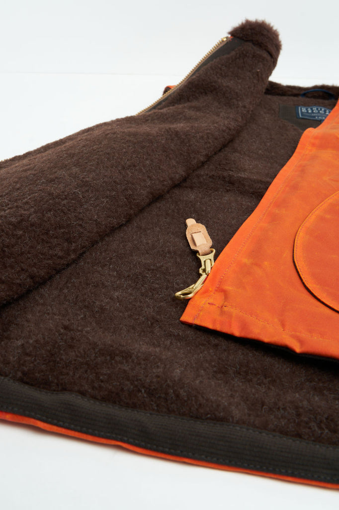 Manifattura Ceccarelli Waxed Mountain Vest Wool Teddy Fur Orange