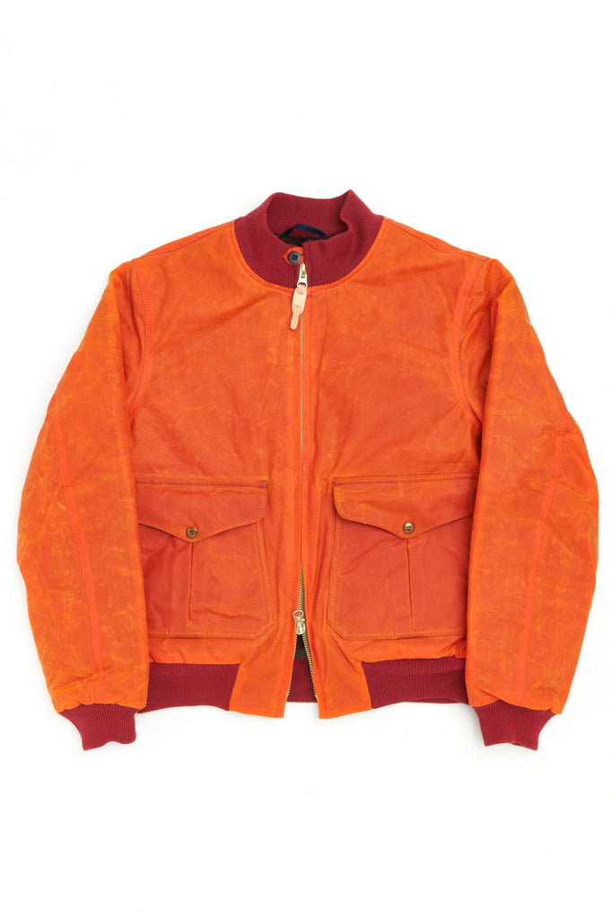 Manifattura Ceccarelli Waxed Bomber Jacket Wool Teddy Fur Orange