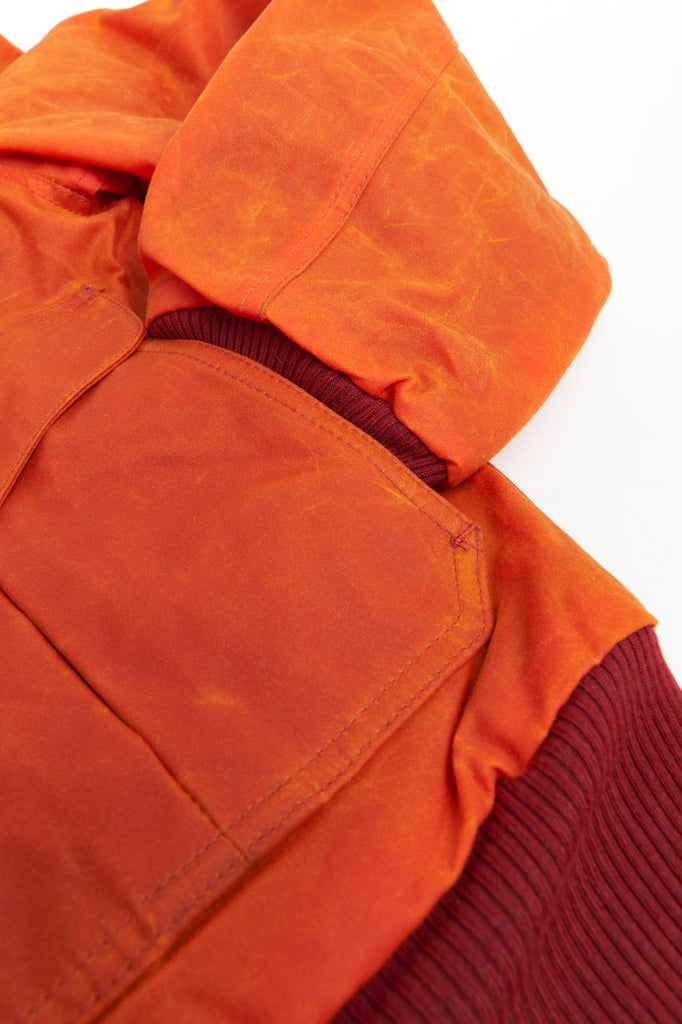 Manifattura Ceccarelli Waxed Bomber Jacket Wool Teddy Fur Orange