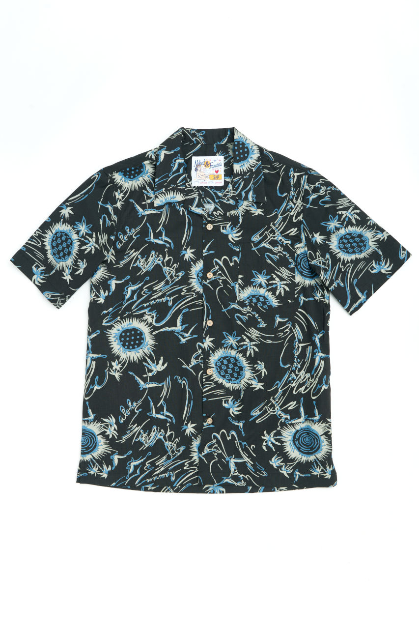洋書 The Art of the Aloha Shirt Aloha Shirt - Skeletons - Pale Blue | Naked & Famous Denim