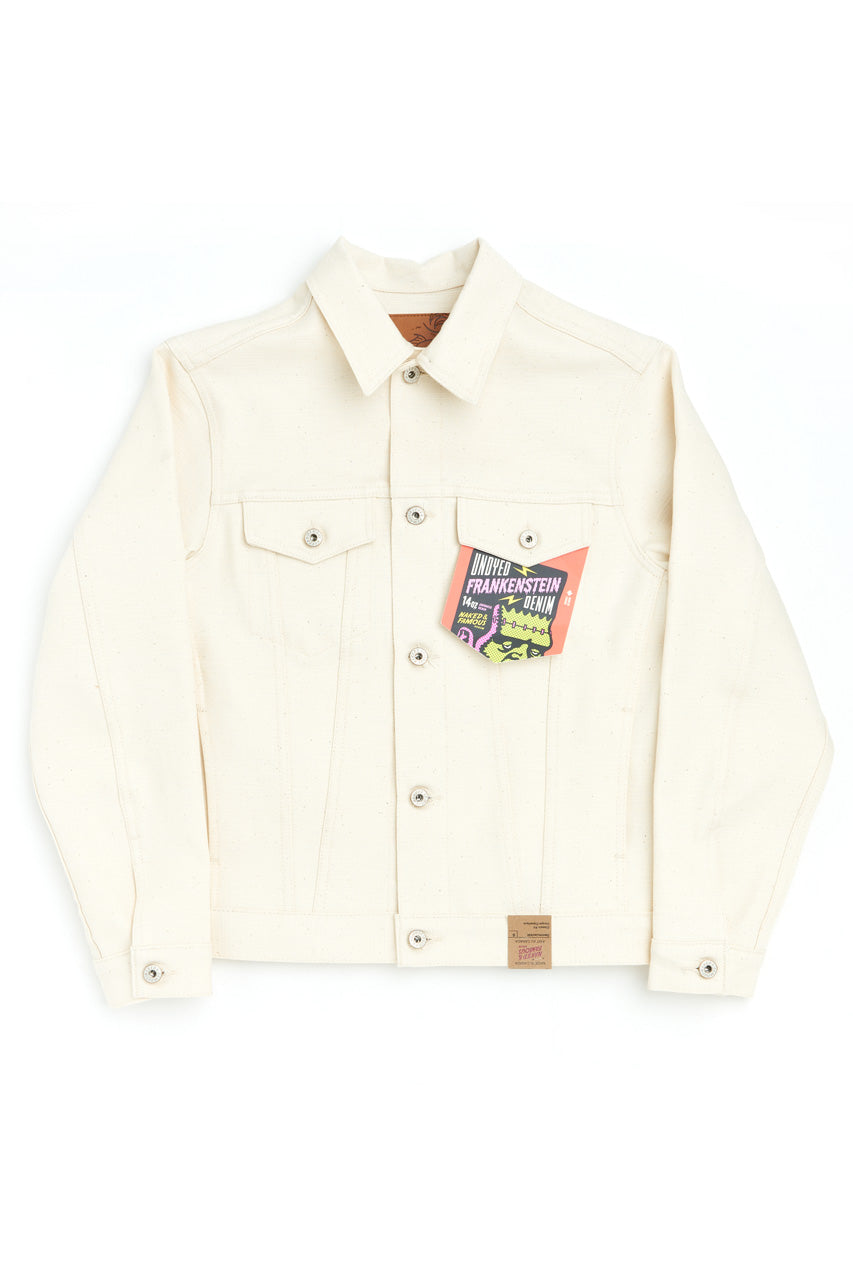 Naked & Famous Denim Jacket Undyed Frankenstein Denim | SUNSETSTAR