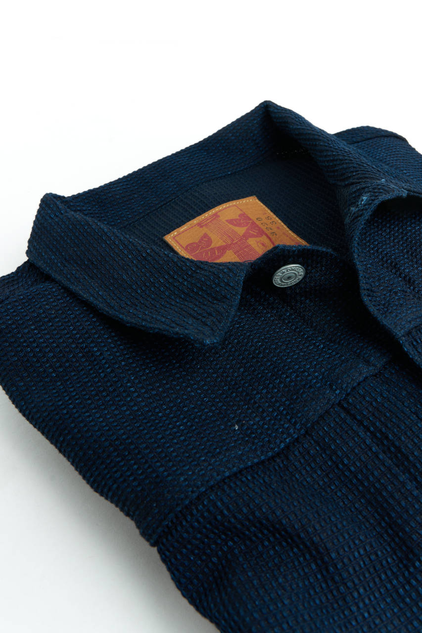 Omoto Denim 3220 Type 2 Jacket Cube Sashiko Indigo | SUNSETSTAR