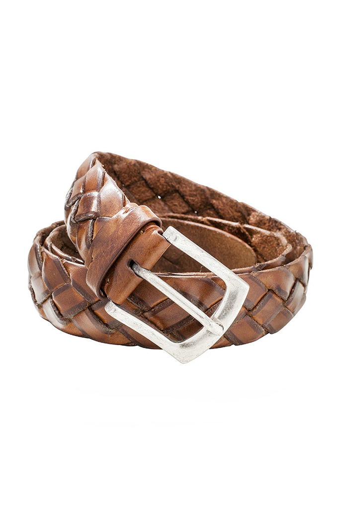 Post & Co Braided Leather Belt Cognac 40 Washed