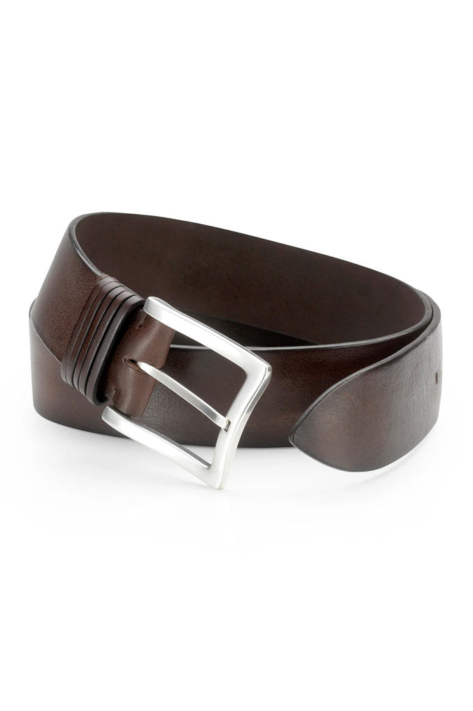 Post & Co Leather Belt Dark Brown 40 Washed