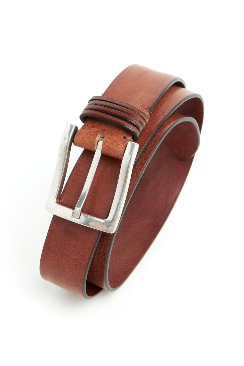 Post & Co Leather Belt Nut 35 Washed 100cm