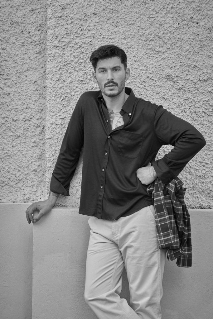 Salvatore Piccolo Button Down Shirt George Wool Fleece/Cashmere Stretch