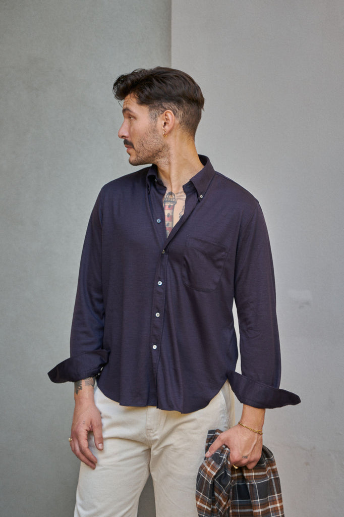 Salvatore Piccolo Button Down Shirt George Wool Fleece/Cashmere Stretch