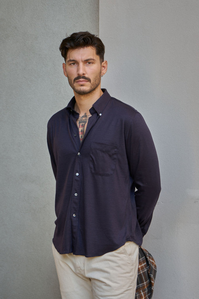 Salvatore Piccolo Button Down Shirt George Wool Fleece/Cashmere Stretch