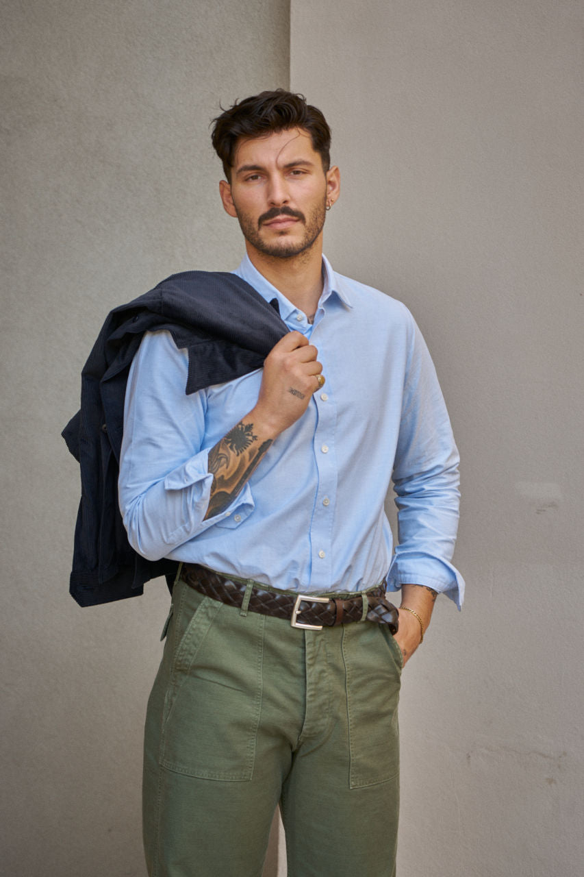 専用　　Salvatore Piccolo ライトブルー 長袖シャツ Salvatore Piccolo Classic Shirt Oxford Light Blue | SUNSETSTAR