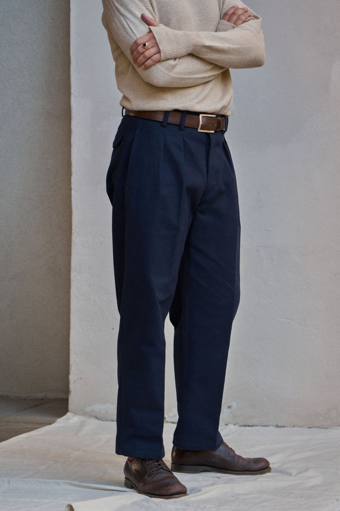 Salvatore Piccolo Pants Paul Heavy Twill Navy