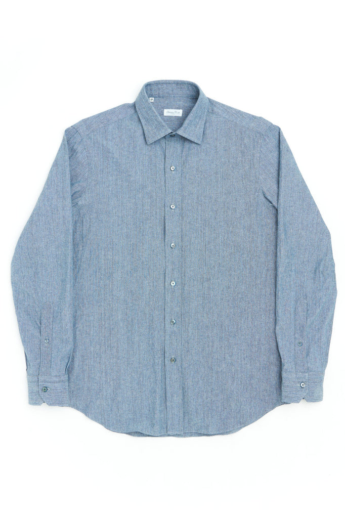 Salvatore Piccolo Classic Shirt Light Canvas Shimmering Blue