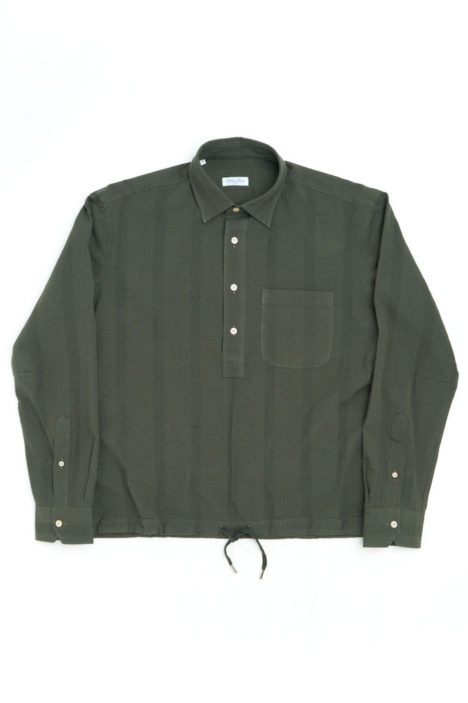 Salvatore Piccolo Popover Shirt Gianni Seersucker Stripes Green